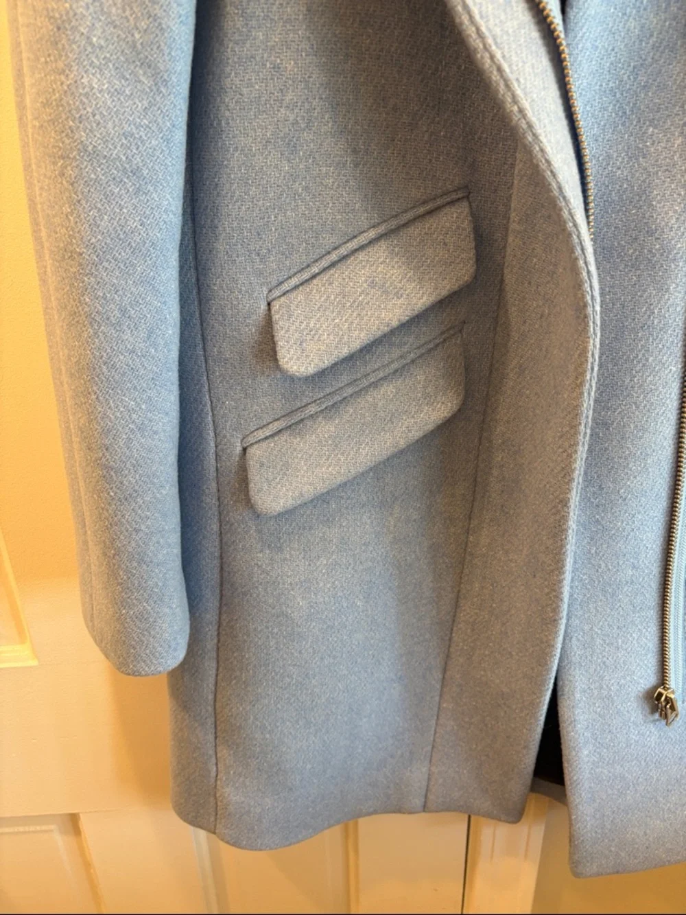 J. Crew Women's Powder Blue Wool Zip-Front Pea Coat - Picture 3 of 4
